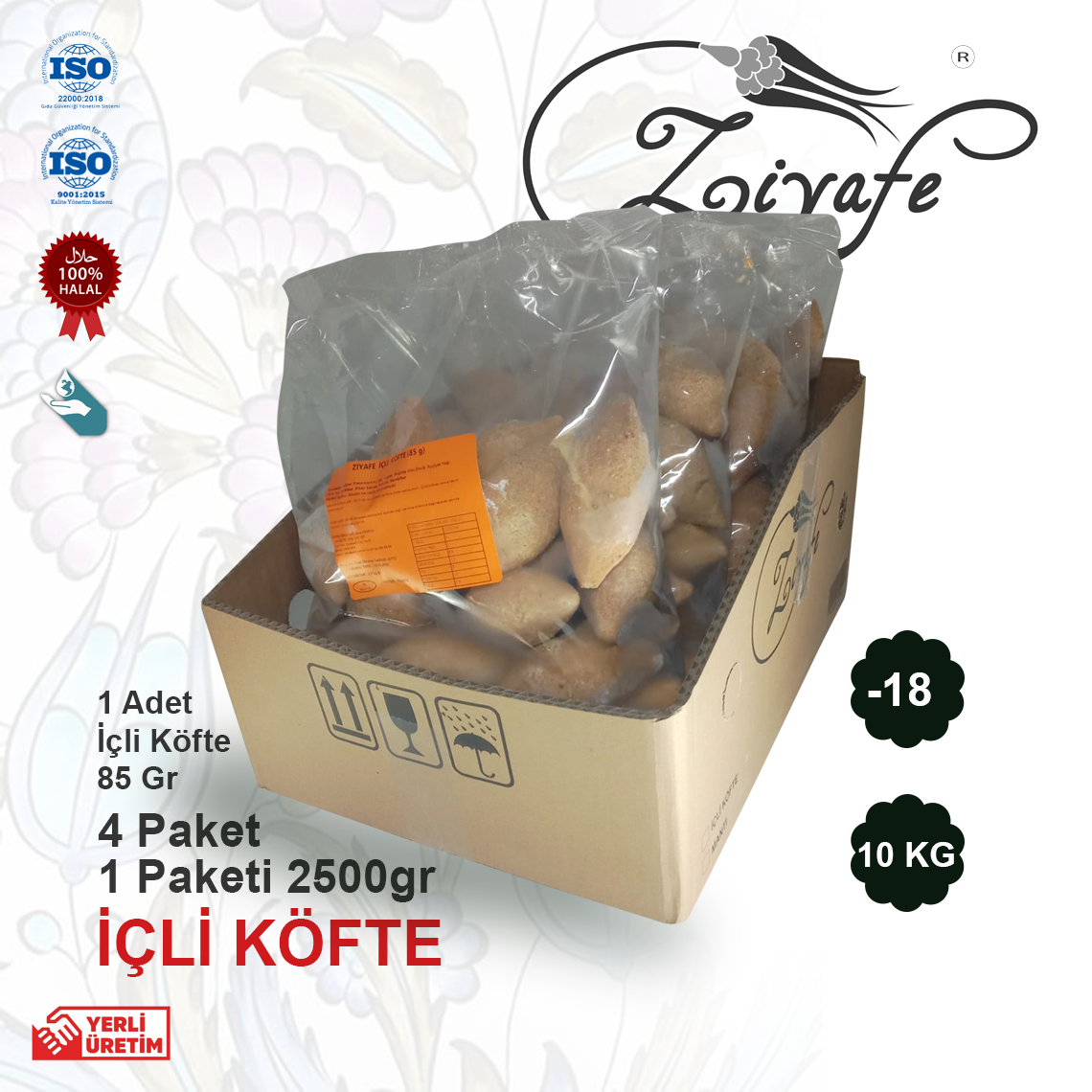 10 KG Ziyafe Kıymalı İçli Köfte 4 Paket Her Paket 2500Gr 10 KG Ziyafe Kıymalı İçli Köfte 4 Paket Her Paket 2500Gr