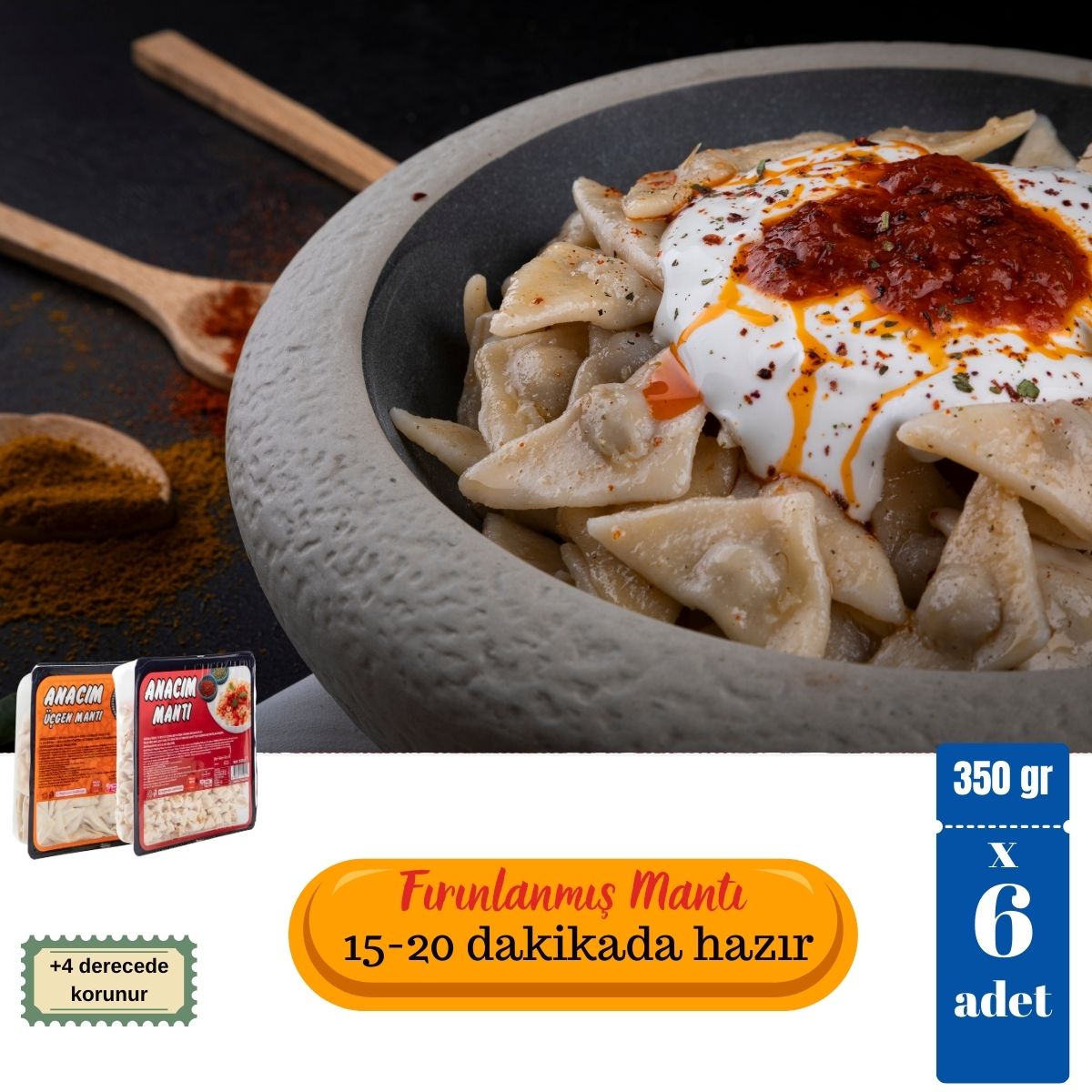Anacım Eko Bohca ve Üçgen Mantı 6 x 350 gr