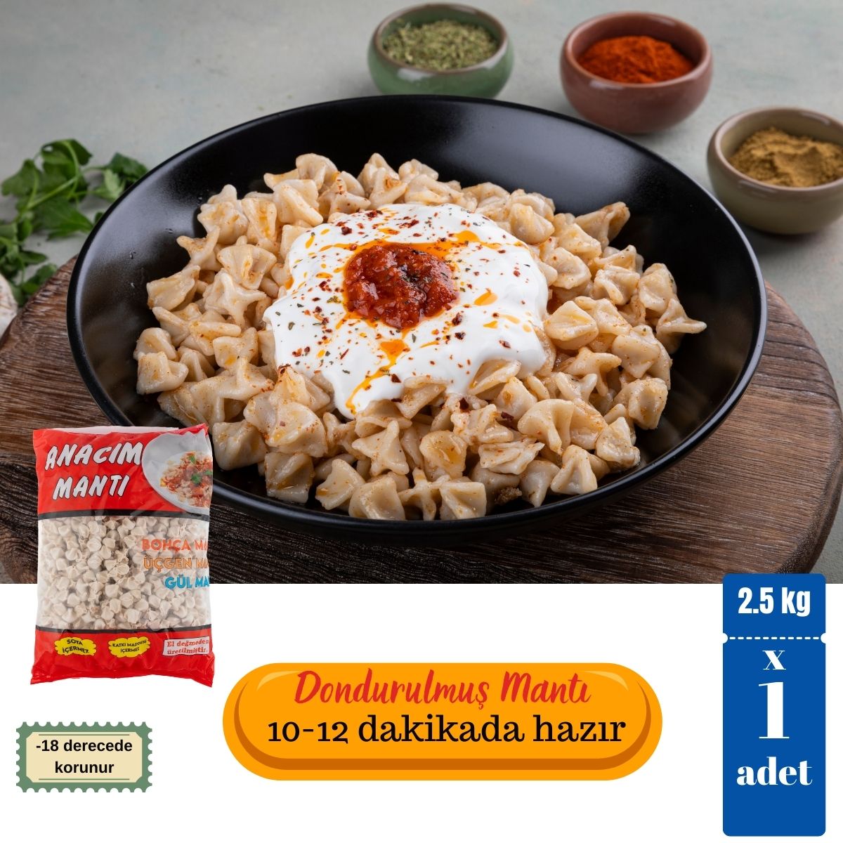 Anacım Eko Dondurulmuş Bohca Mantı 2.5 kg