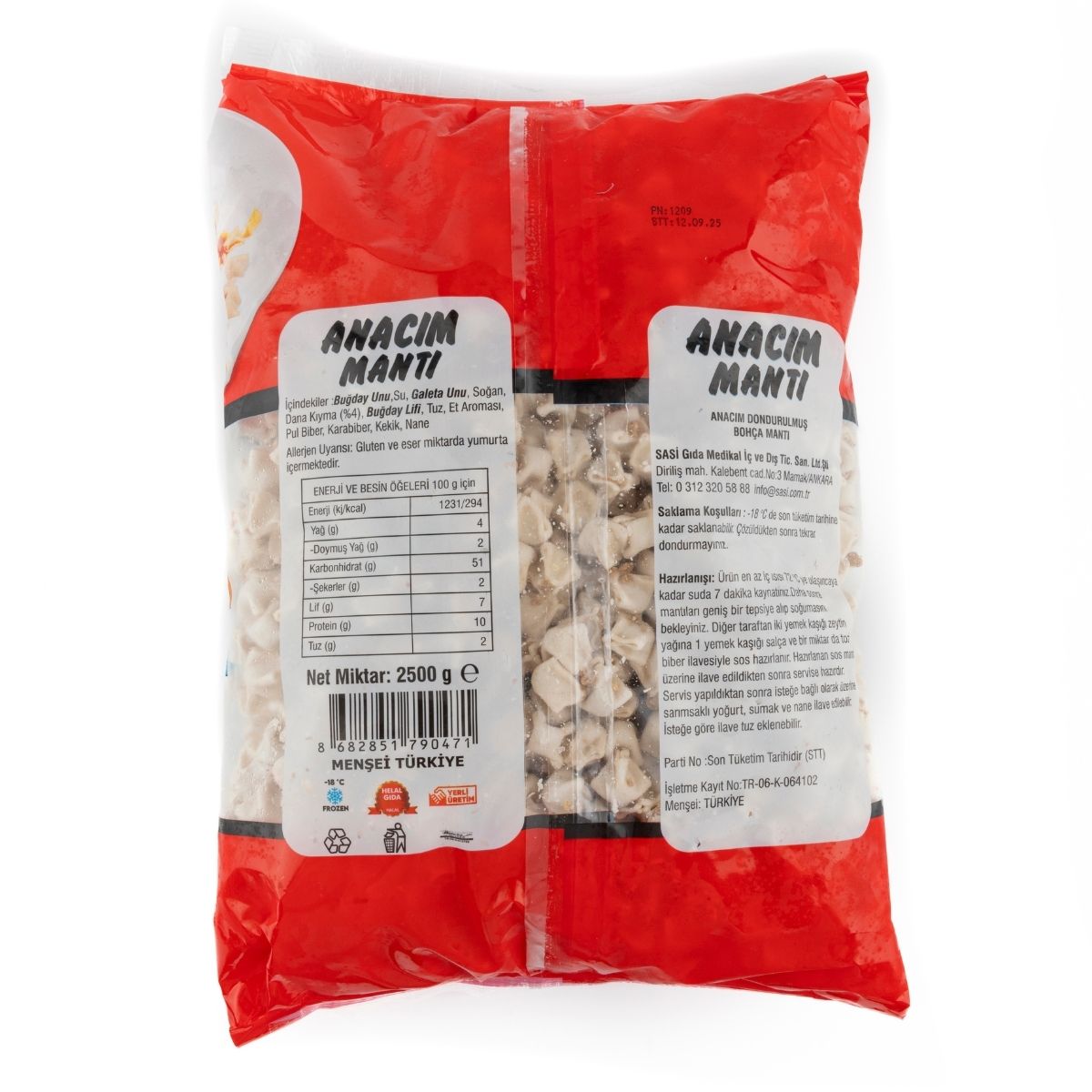 Anacım Eko Dondurulmuş Bohca Mantı 4 x 2.5 kg