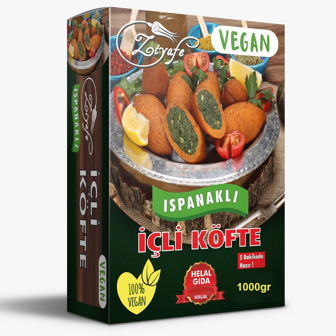 Ziyafe 1000gr Vegan İçli Köfte (Ispanaklı) Kayseri Mutfağı