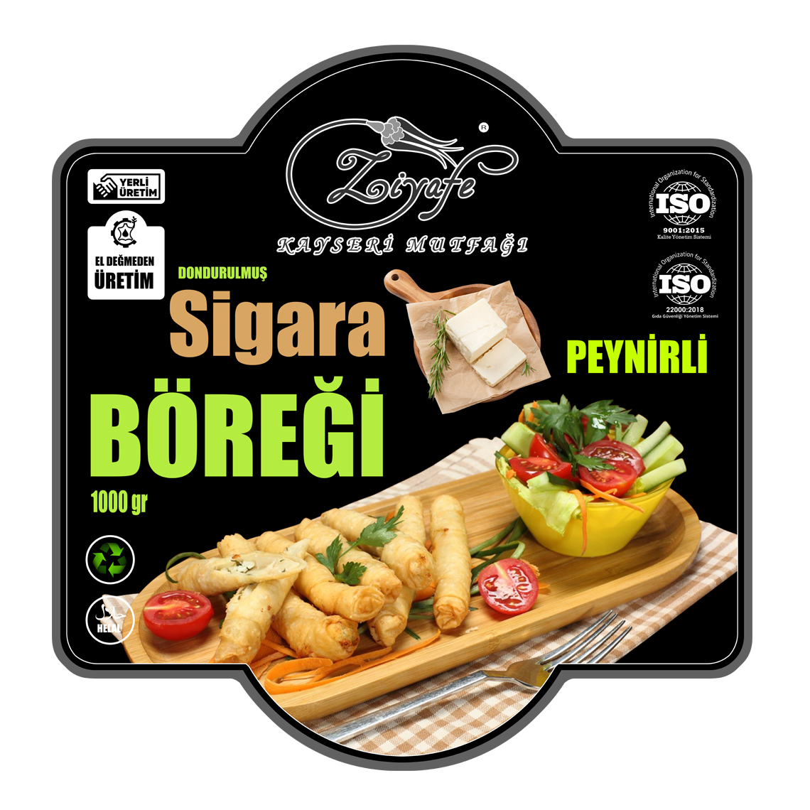 Ziyafe Dondurulmuş Peynirli Sigara Böreği 1000 Gr (1Kg)