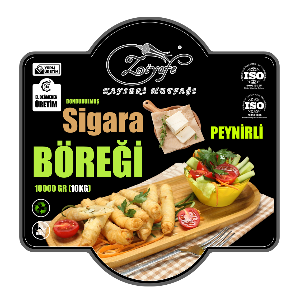 Ziyafe Dondurulmuş Peynirli Sigara Böreği 10000gr (10Kg)