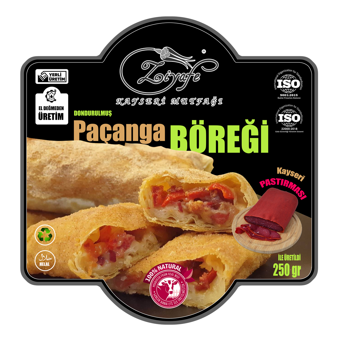 Ziyafe Kayseri Mutfağı 250 gr 100% Dana Eti Pastırmalı Paçanga Böreği