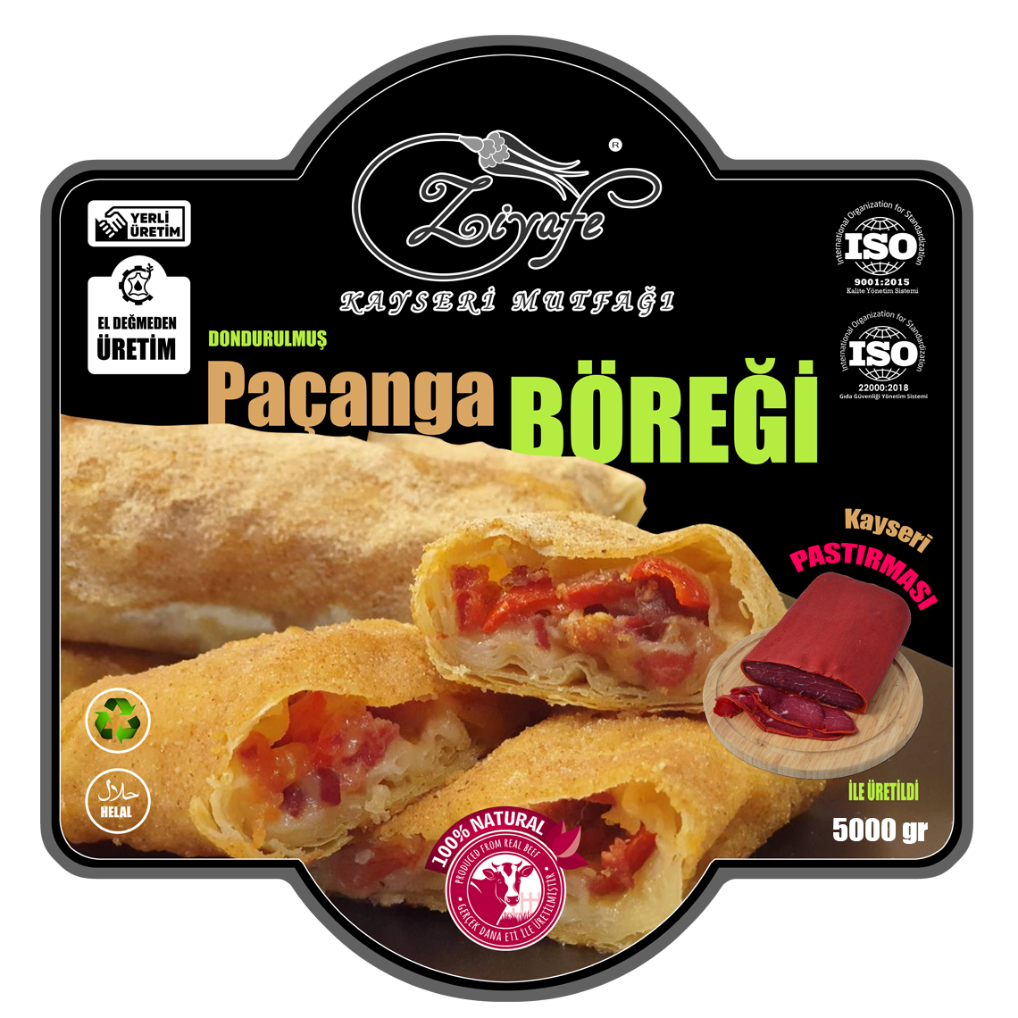 Ziyafe Kayseri Mutfağı 5 Kg 100% Dana Eti Pastırmalı Paçanga Böreği
