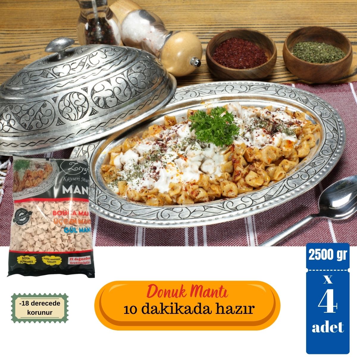 Ziyafe Kayseri Mutfağı Bohca Mantı 4 x 2.5 kg