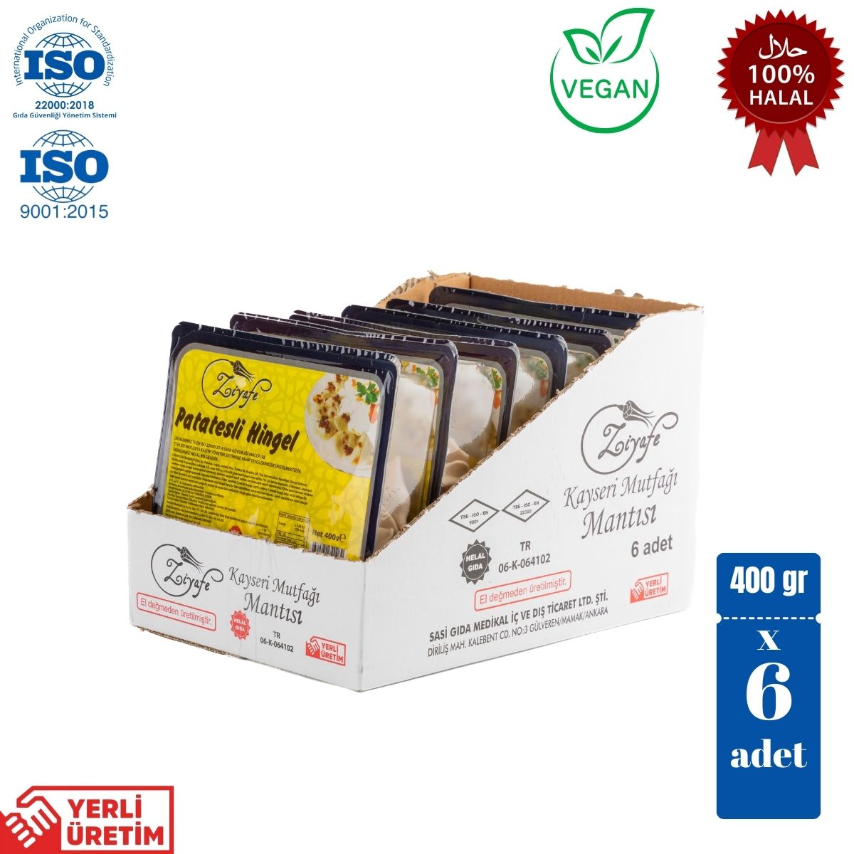 Ziyafe Vegan Patatesli Hingel Mantı 6 x 400 gr Ziyafe Vegan Patatesli Hingel Mantı 6 x 400 gr