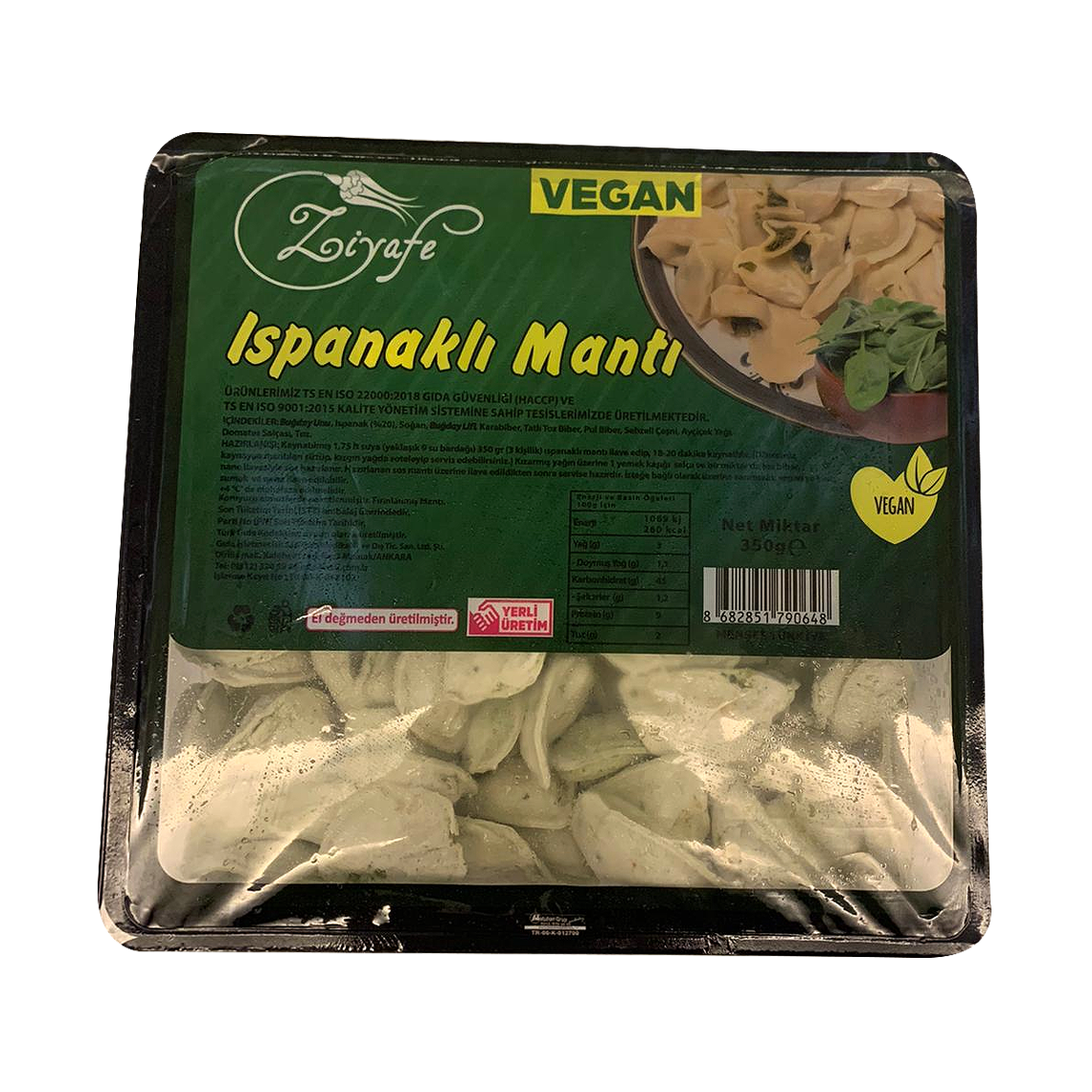 Ziyafe Vegan Ispanaklı Mantı 8 x 350gr Ziyafe Vegan Ispanaklı Mantı 8 x 350gr